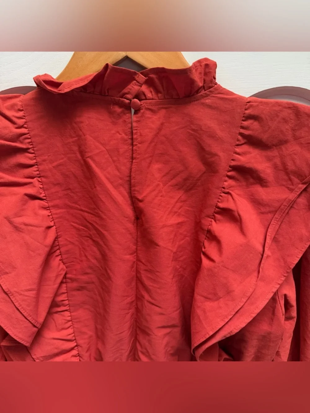 NWT Zara Rust Ruffle-Detail Smocked Crop Top Size S - Picture 5 of 9